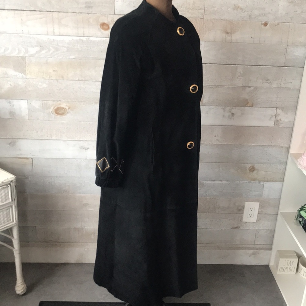 1980s diCapra genuine suede long dressy coat - Picture 4 of 16